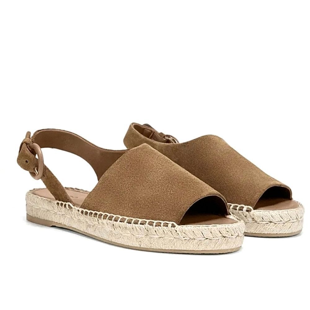 Vince Linton Espadrille Slingback Sandal Olive Wood Suede Size 7.5